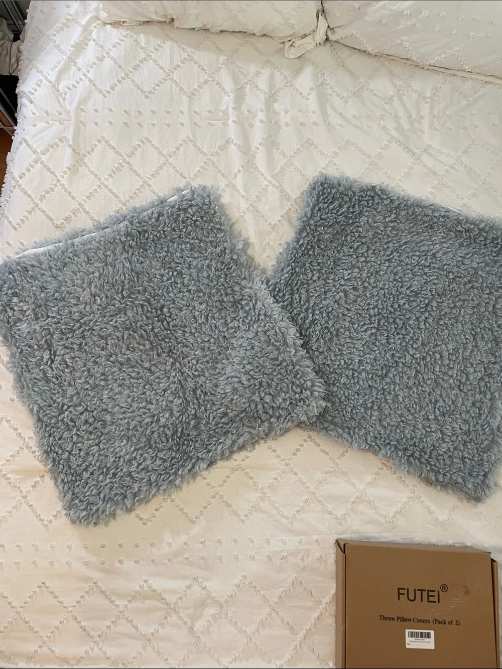 Plush Light Blue Sherpa fleece Accent Pillow Covers - Pack of 2